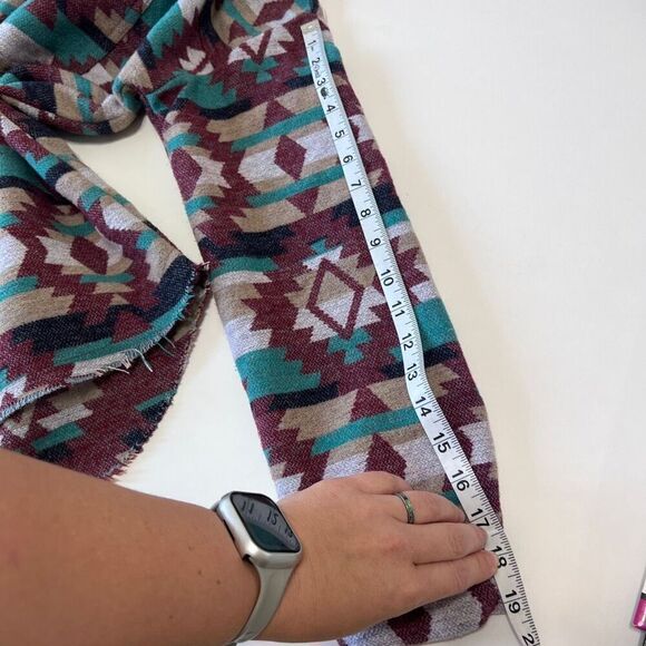 Aztec boho flannel schacket blue burgundy sweater jacket size med oversized - Picture 5 of 15